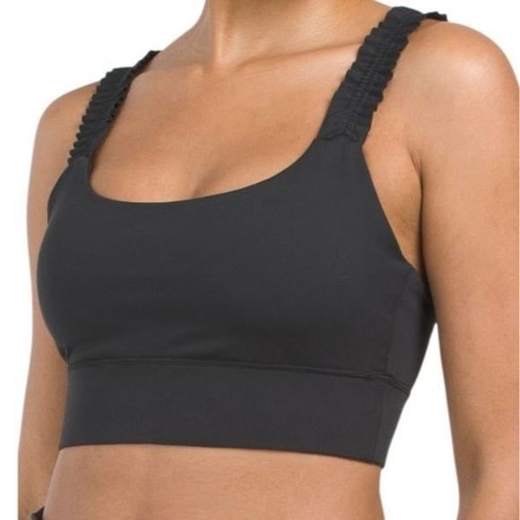 Sincerely Jules NWOT Sz XL Green Ruffle Strap Active Sports Bra - Picture 3 of 7